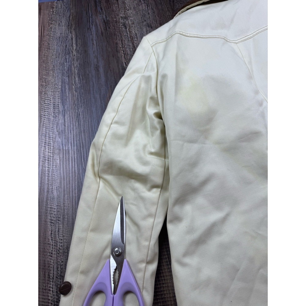 Vtg Silton California Western Canvas Faux Fur Barn Coat Men Size 40 White Rugged - Picture 12 of 12